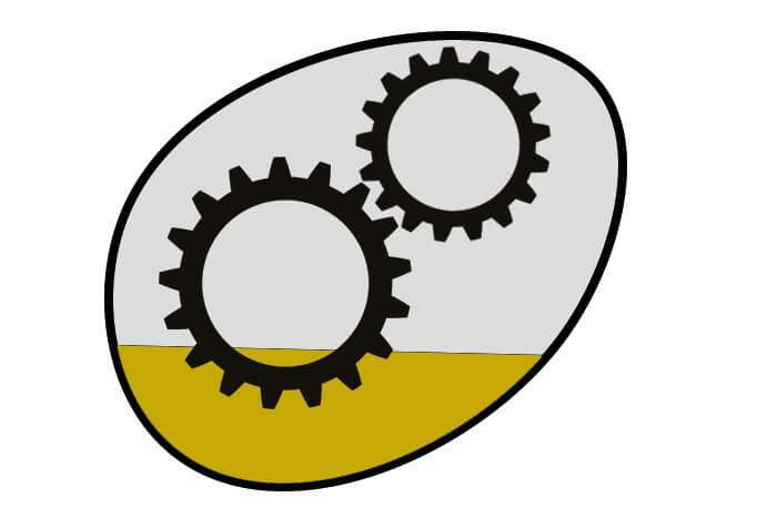 Schematic diagram of immersion lubrication for a gear