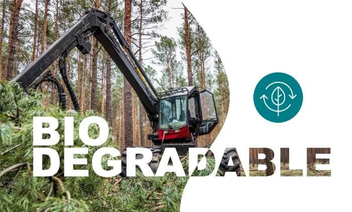 Excavator works in the forest with NatureProof lubricants