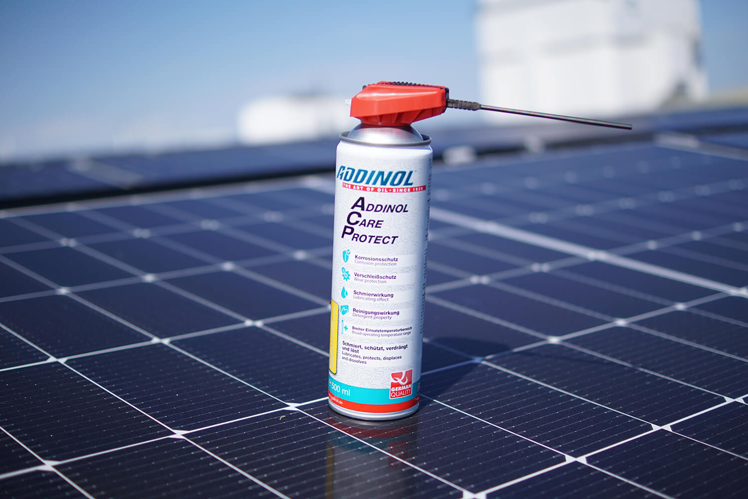 ACP Spray auf Firmendach ADDINOL, PV-Anlage